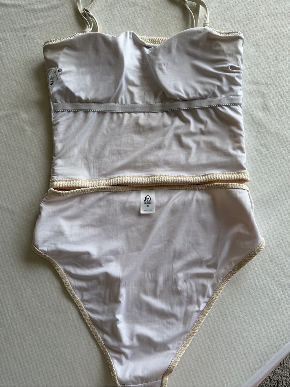 Geode Swimwear | High Tide White Crinkle Textured Two-Piece Suit - Picture 9 of 11